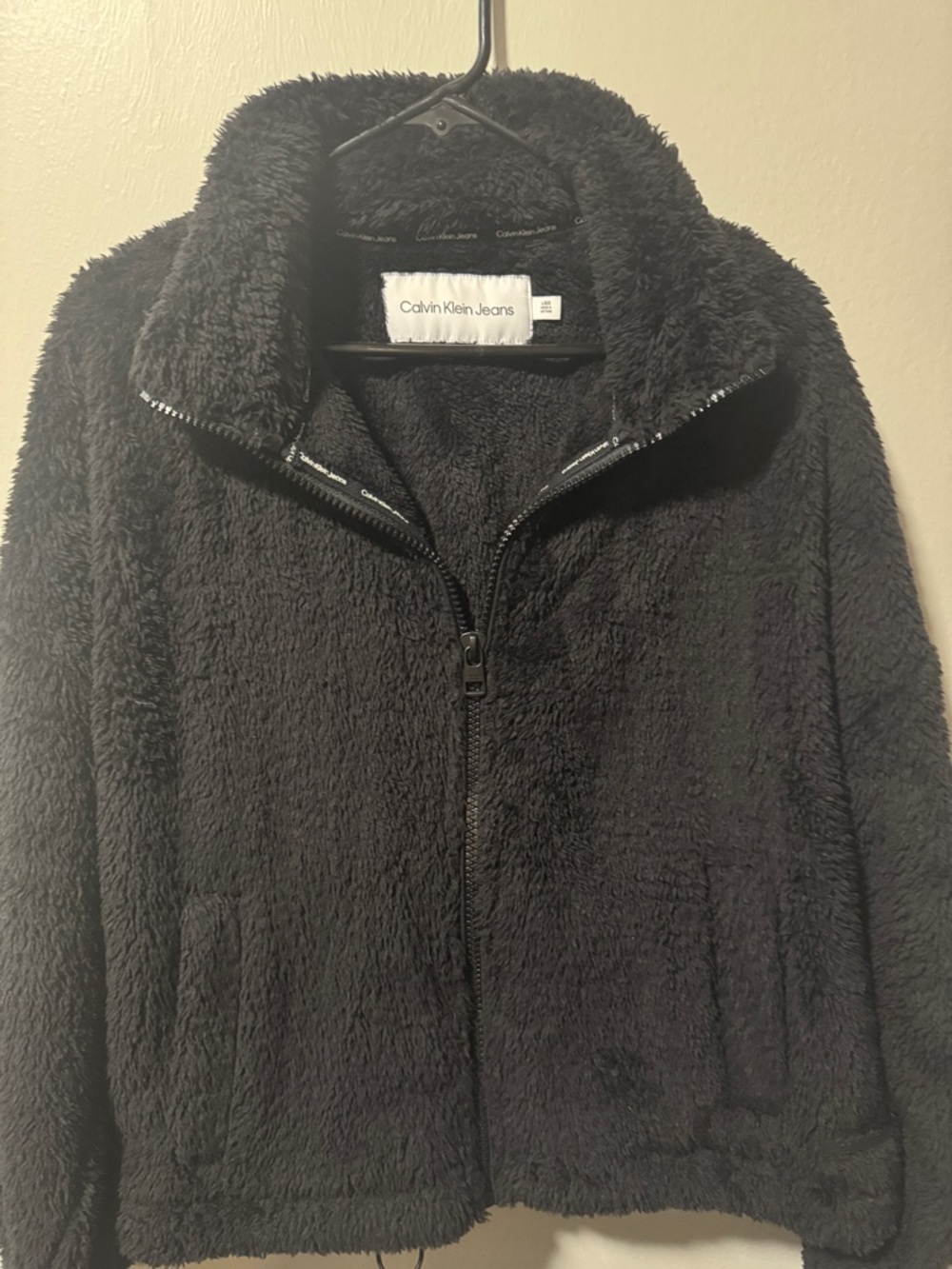 Calvin Klein Jeans Black Plush Teddy Jacket